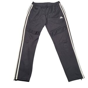 Adidas Womens Tiro Track Pants Black White Striped Ankle Zip Athletic Size Large